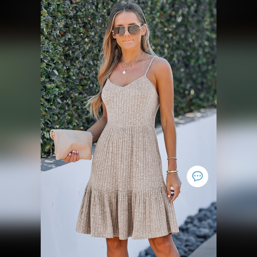 Cupshe Women's Tan Sleeveless Mini Dress Size Medium NWT